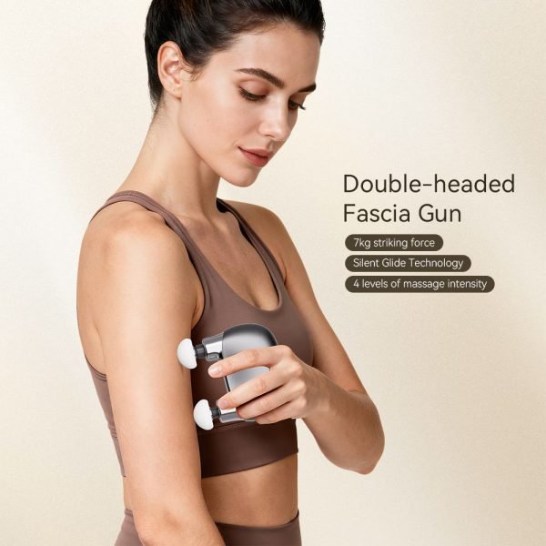 Professional Portable Handheld Mini Electric Deep Tissue Percussion Double-head Massage Gun Body Muscle Vibrator Fascia Massager