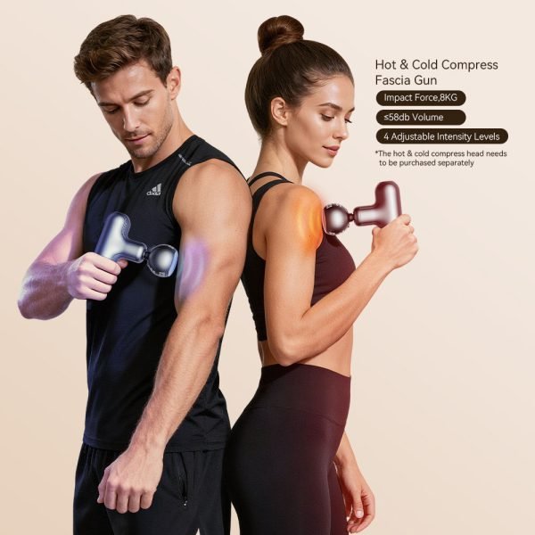 Heat/Cold Mini Portable Professional Red Light Brushless Motor 4-Speed 1500mAh 4-6H Cordless Body Massage Gun 4 Massage Heads