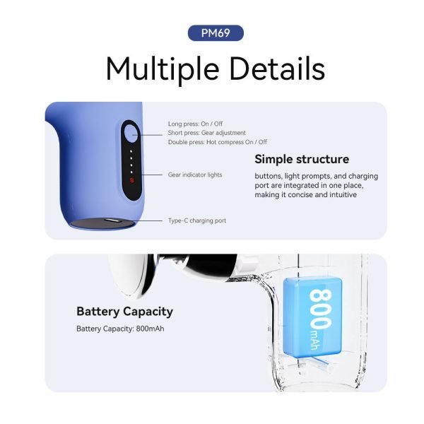 Professional Portable Handheld Mini Electric Deep Tissue Percussion Vibrator Heated Massage Gun Body Muscle Fascia Massager