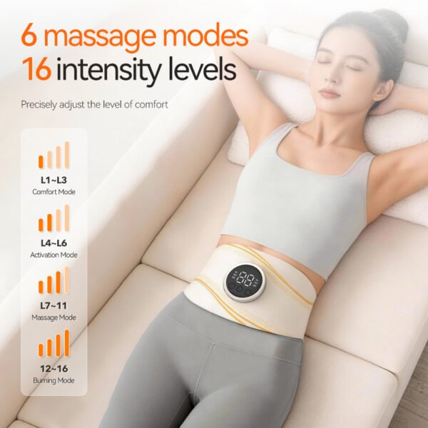 Electronic Waist Health Massager Vibration Ems Rechargeable Waist Pulse Massager Heating Belt Lumbar Pressure Relief for Body