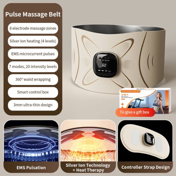 SKU1 Electric Lumbar Support Heating Abdominal Massage Belt Warm Compress Microcurrent Pulse Fitness Waist Massager Machine