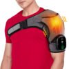 Cordless Portable Shoulder Heating Pad & Massager, Heating Vibration Shoulder Wrap, Shoulder Brace for Pain Relief, Rotator Cuff Support for Men & Women, Black