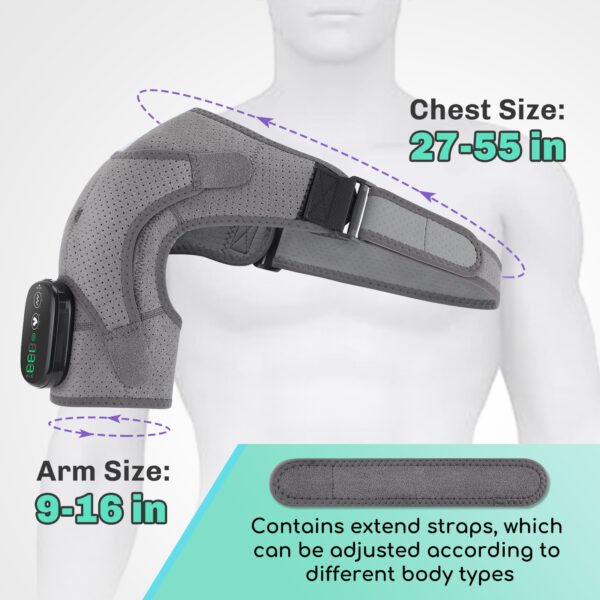 Cordless Portable Shoulder Heating Pad & Massager, Heating Vibration Shoulder Wrap, Shoulder Brace for Pain Relief, Rotator Cuff Support for Men & Women, Black