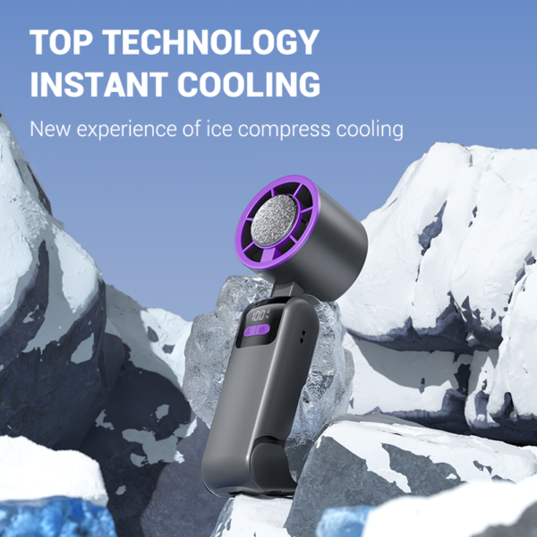 Handheld Cooling Fan, Icy Cold Handheld Fan, Fan Rechargeable Personal Mini Fan for Travel, Summer Essential for Travel/Outdoor/Office, Gifts for Women Men (Black)