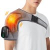 Cordless Portable Shoulder Heating Pad & Massager, Heating Vibration Shoulder Wrap, Shoulder Brace for Pain Relief, Rotator Cuff Support for Men & Women, Black