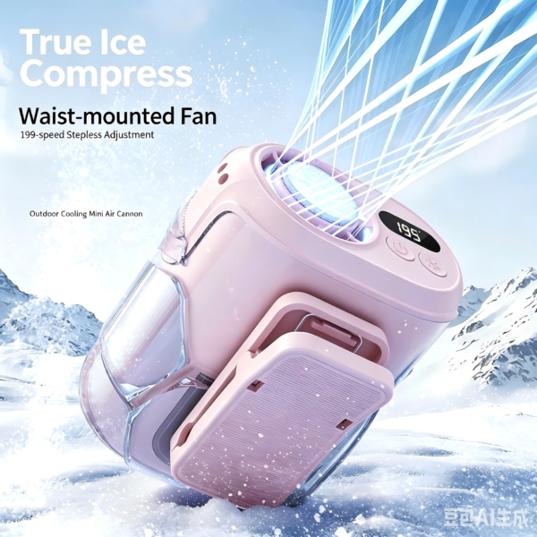 图片处理 (1)(1) Rechargeable Wearable Portable Waist Fan 3000mAh Mini Clip on High Speed Air Cooling Fan for Household Use