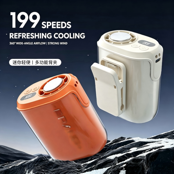 图片处理 (3)(1) Rechargeable Wearable Portable Waist Fan 3000mAh Mini Clip on High Speed Air Cooling Fan for Household Use
