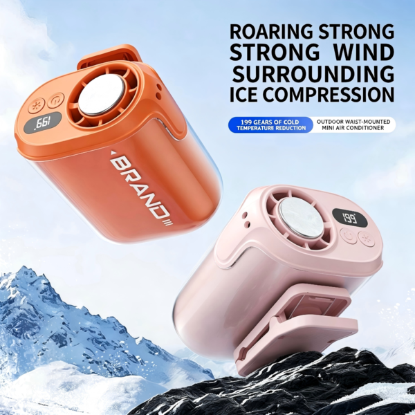 图片处理 (4)(1) Rechargeable Wearable Portable Waist Fan 3000mAh Mini Clip on High Speed Air Cooling Fan for Household Use