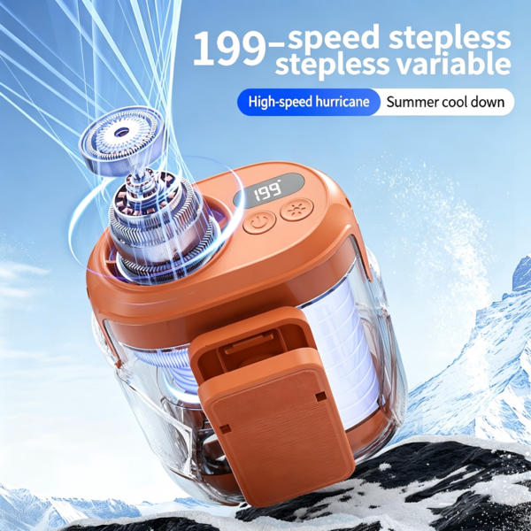 图片处理 (5)(1) Rechargeable Wearable Portable Waist Fan 3000mAh Mini Clip on High Speed Air Cooling Fan for Household Use