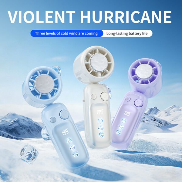 3000mAh Foldable Fan with Multiple Speed Settings LED Display Low Noise Household Use Class A+ Energy Efficiency