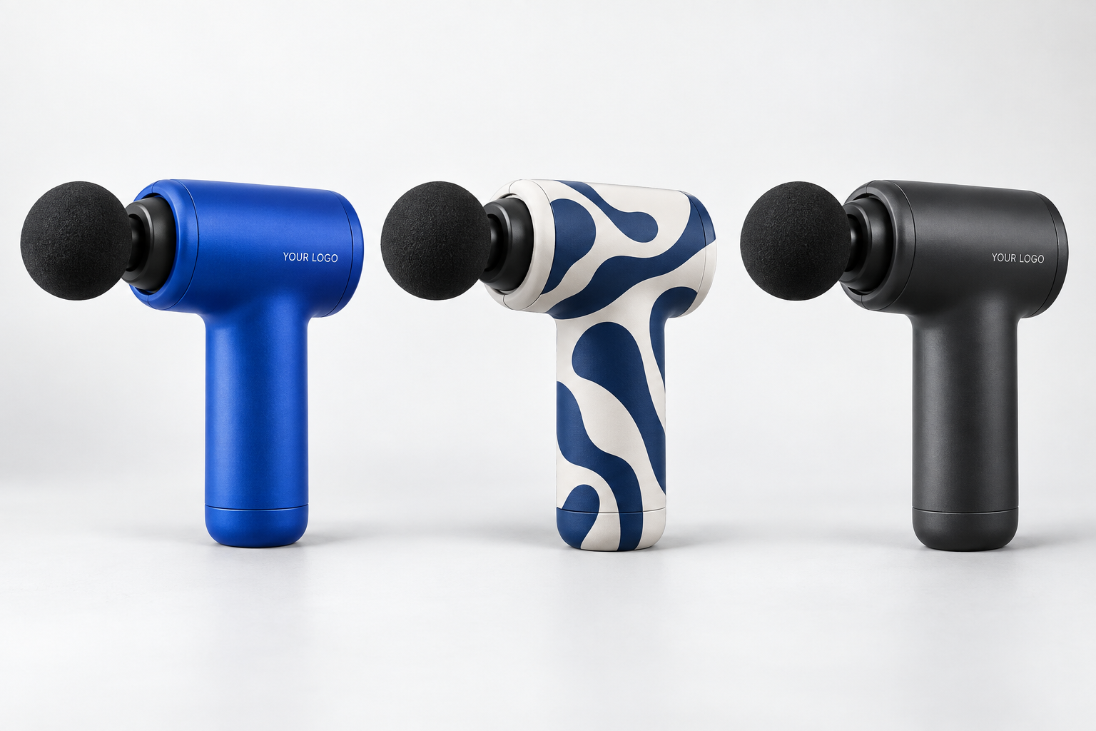Concept: custom colour and printed artwork on mini massage gun shells